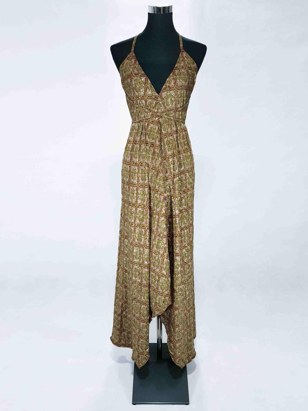 Das lange Magische Kleid dezentes Braun-Grün