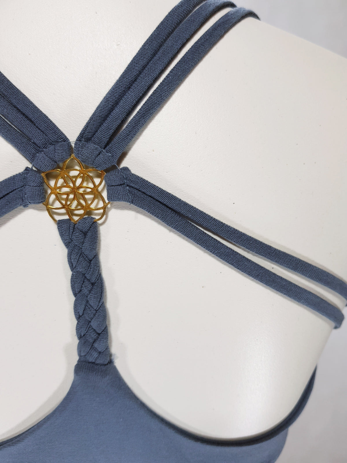 Bandeau Blume des Lebens Grau-Blau