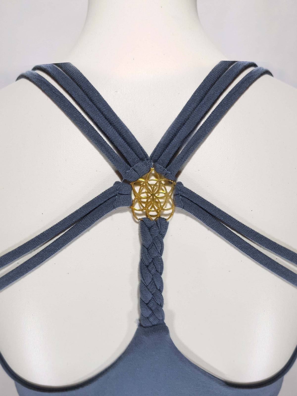 Bandeau Blume des Lebens Grau-Blau