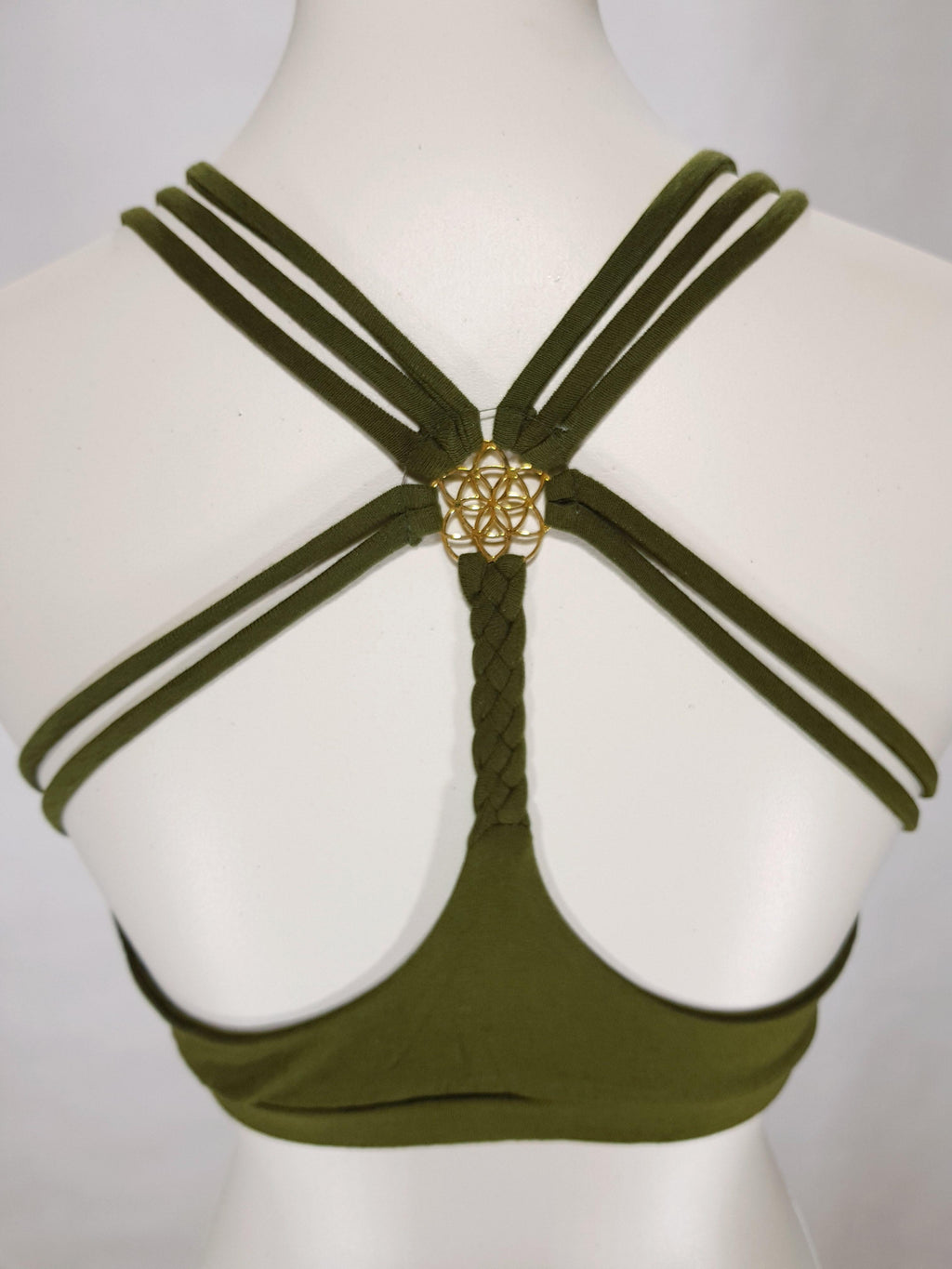 Bandeau Blume des Lebens Oliv-Grün