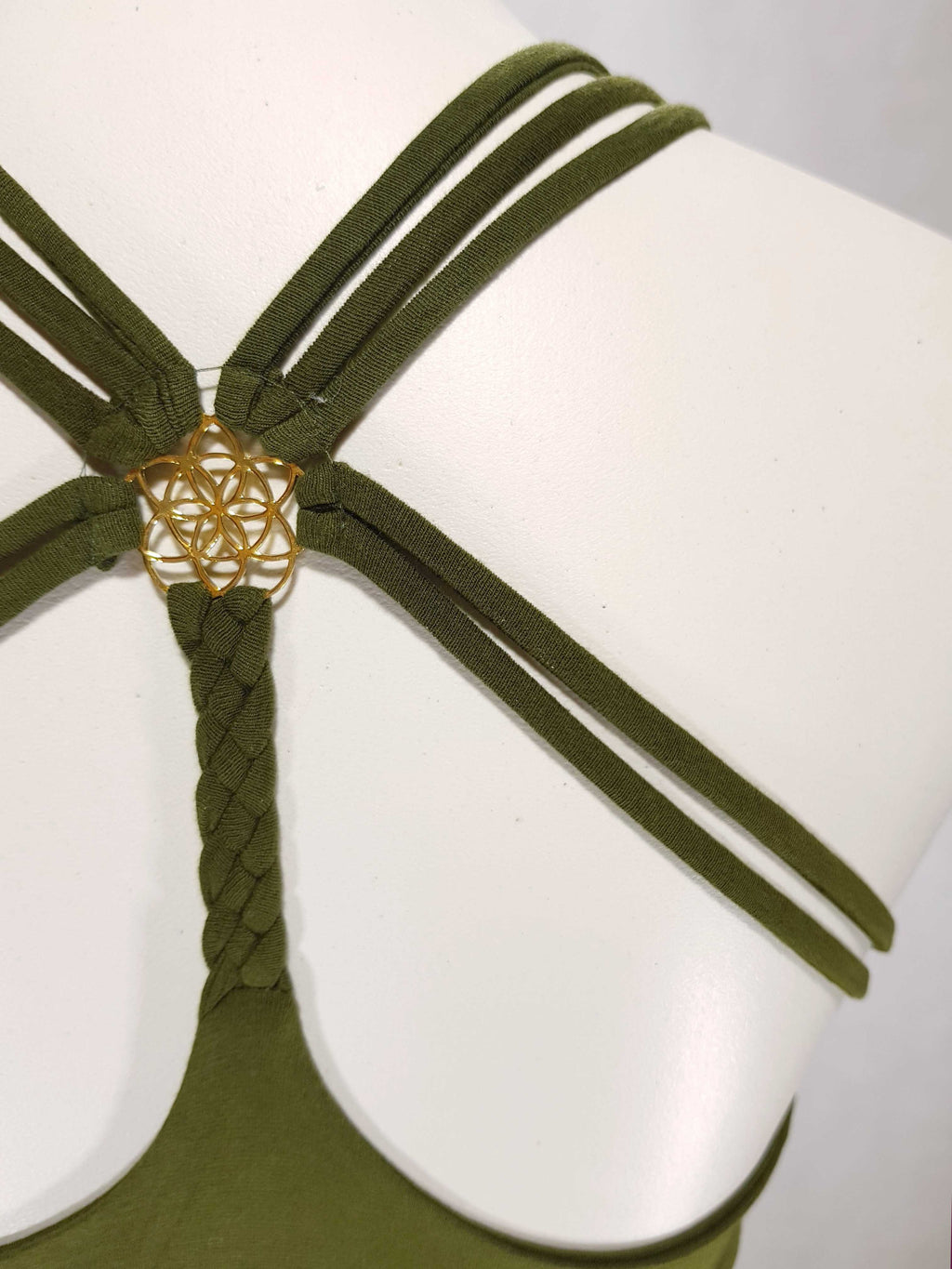 Bandeau Blume des Lebens Oliv-Grün