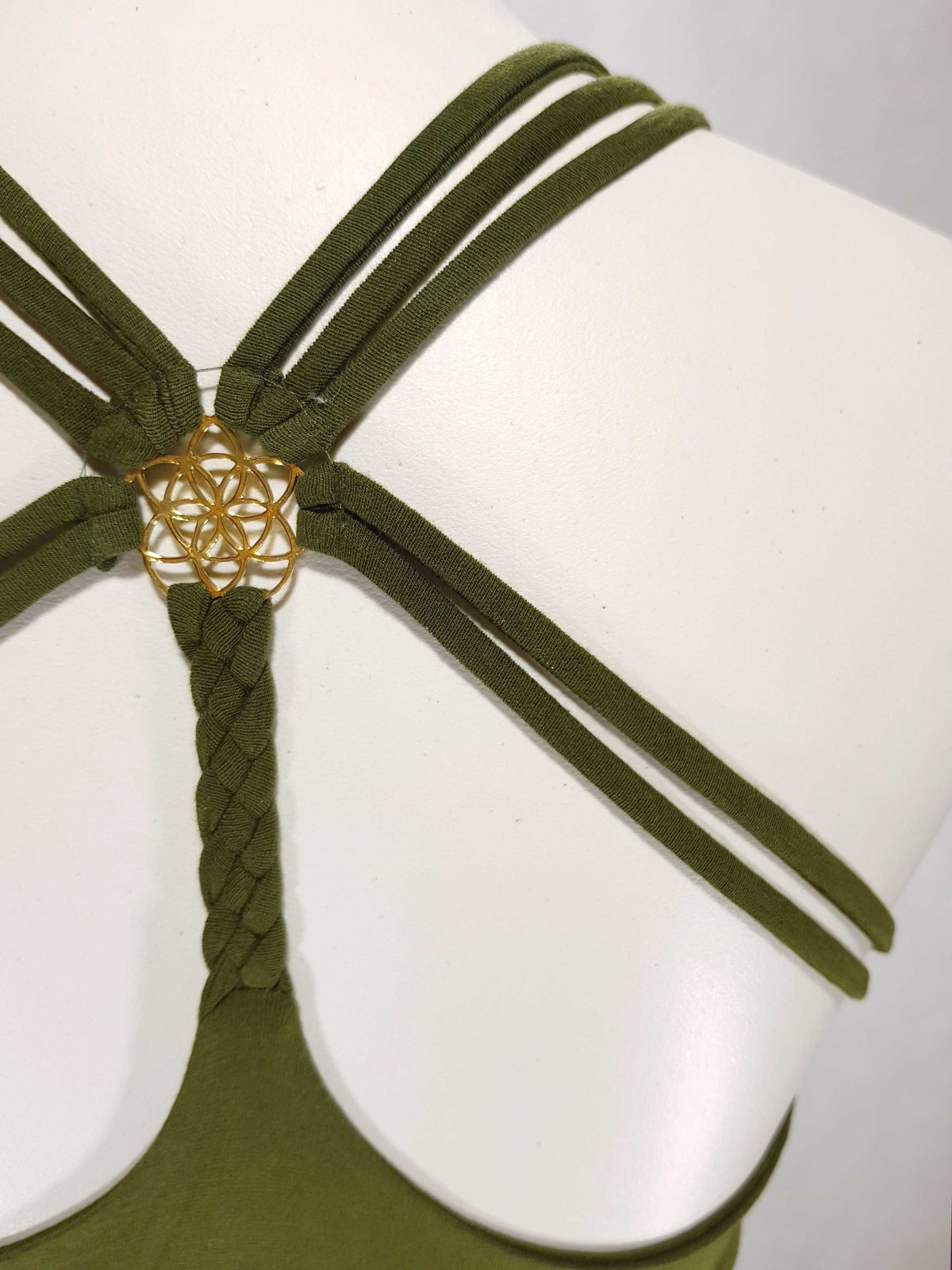 Bandeau Blume des Lebens Oliv-Grün
