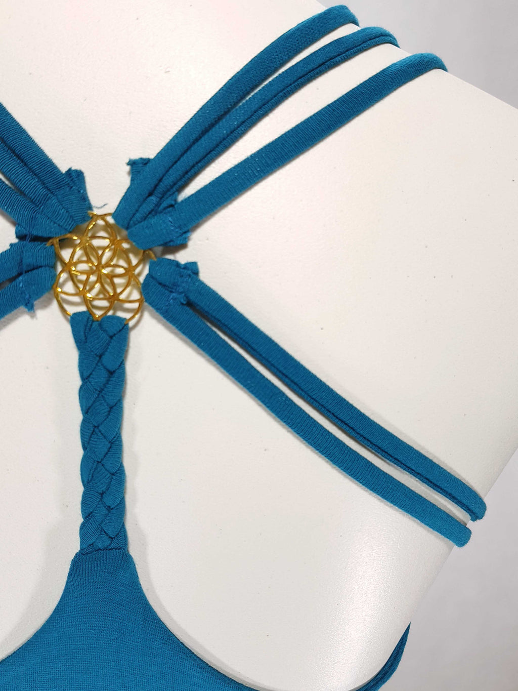 Bandeau Blume des Lebens Blau-Türkis